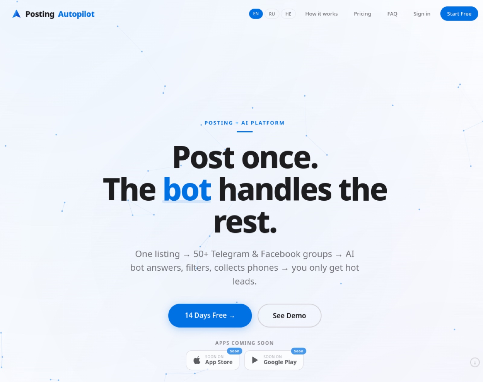 Posting Autopilot — лендинг SaaS